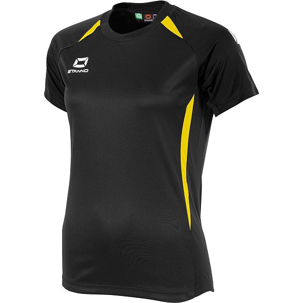 Stanno Stadio Shirt Korte Mouw Dames - Zwart / Geel