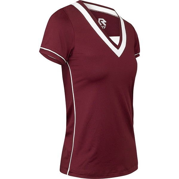 V Hals Rood Sportshirt Dames Robey Tennis Match T-Shirt Voor Dames