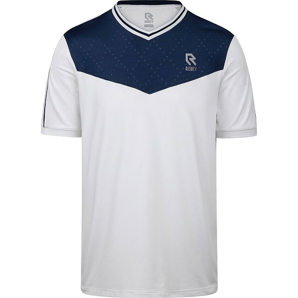 Robey Tennis Kick V-Neck T-Shirt Hommes - Blanc / Marine