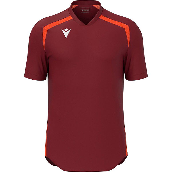 Macron Wyrm Maillot Manches Courtes Enfants - Bordeaux / Orange
