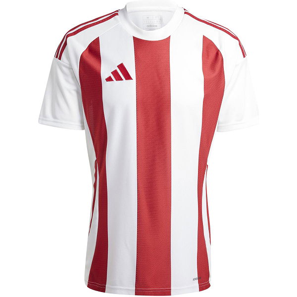 Adidas Striped 24 Maillot À Manches Courtes Hommes - Blanc / Rouge