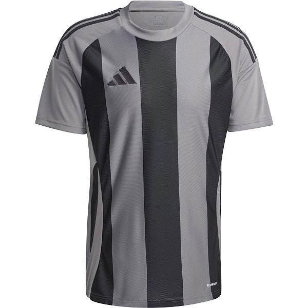 Adidas Striped 24 Maillot À Manches Courtes Hommes - Gris / Noir