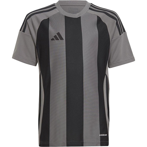 Adidas Striped 24 Trikot Kurzarm Kinder - Grau / Schwarz
