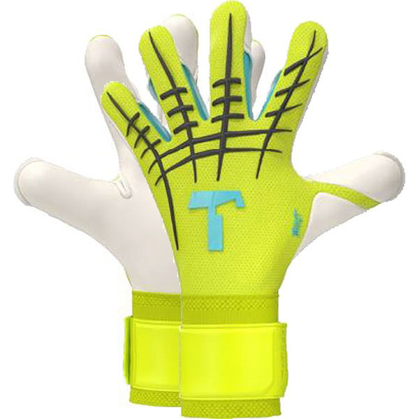 T1TAN Beast 3.0 (Fingersave) Gants De Gardien - Jaune Fluo / Bleu Clair
