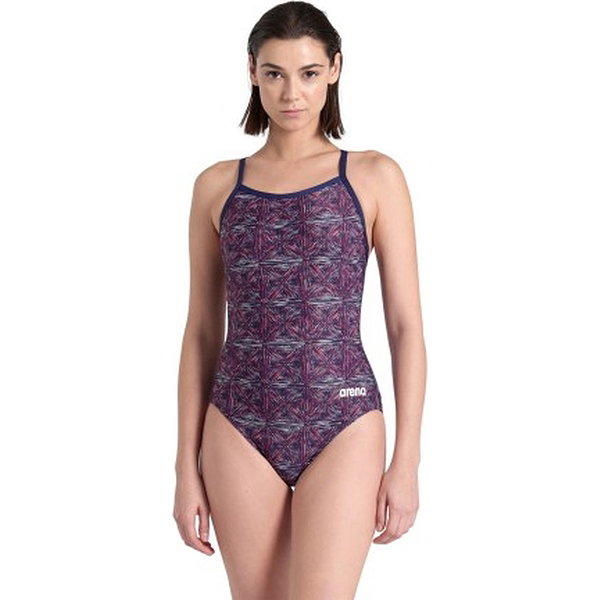 Arena Abstract Tiles Light Drop Back Badeanzug Damen - Marine
