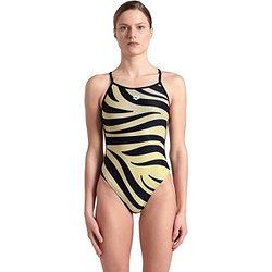 Arena Multi Stripes Lace Back Maillot De Bain Femmes - Noir