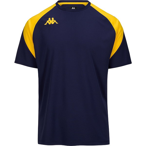 Kappa Loreto Maillot Manches Courtes Hommes - Marine / Jaune