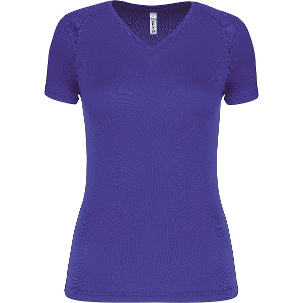 Proact Birdseye V-Neck T-Shirt De Sport Manches Courtes Femmes - Violet