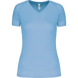 Présentation: Proact Birdseye V-Neck T-Shirt De Sport Manches Courtes Femmes - Bleu Ciel
