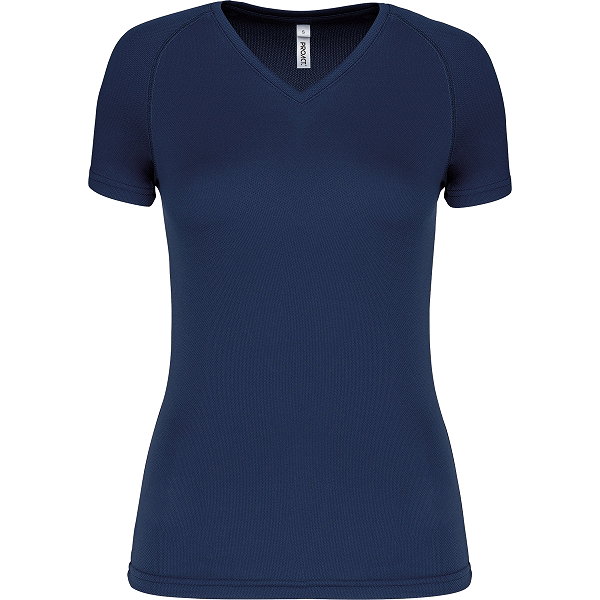 Proact Birdseye V-Neck T-Shirt De Sport Manches Courtes Femmes - Marine