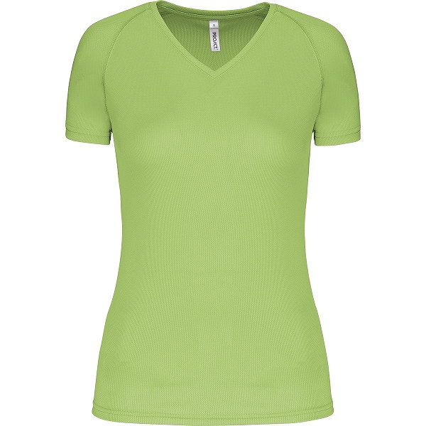 Proact Birdseye V-Neck Kurzarm Sportshirt Damen - Lime
