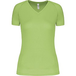 Vorschau: Proact Birdseye V-Neck Kurzarm Sportshirt Damen - Lime