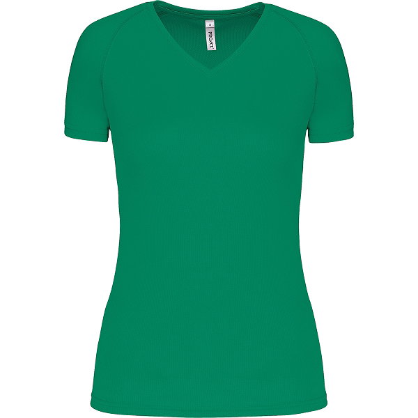 Proact Birdseye V-Neck T-Shirt De Sport Manches Courtes Femmes - Vert
