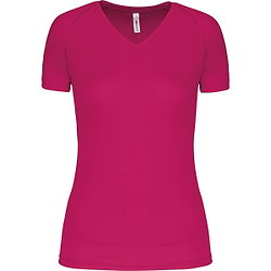 Présentation: Proact Birdseye V-Neck T-Shirt De Sport Manches Courtes Femmes - Fuchsia