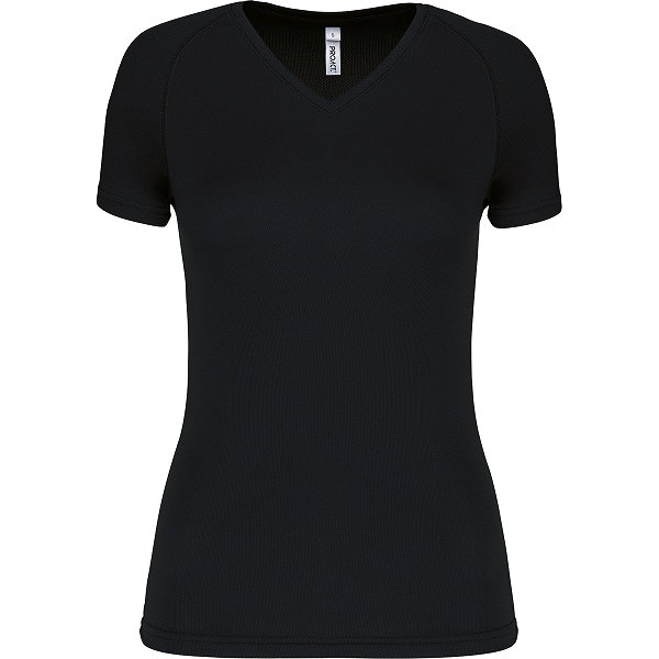 Proact Birdseye V-Neck Functioneel Sportshirt Dames - Zwart