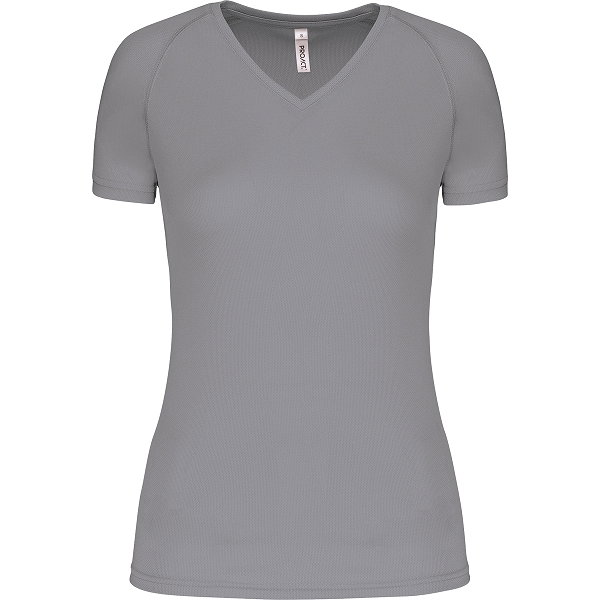 Proact Birdseye V-Neck T-Shirt De Sport Manches Courtes Femmes - Gris