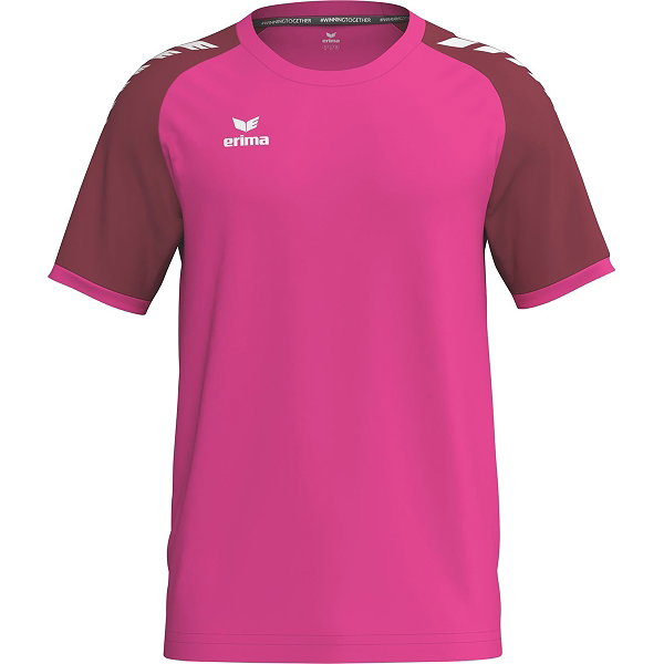 Erima Wings Maillot À Manches Courtes Hommes - Pink Glo / Bordeaux