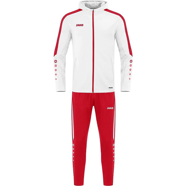 Jako Power Survêtement Polyester À Capuchon Femmes - Blanc / Rouge