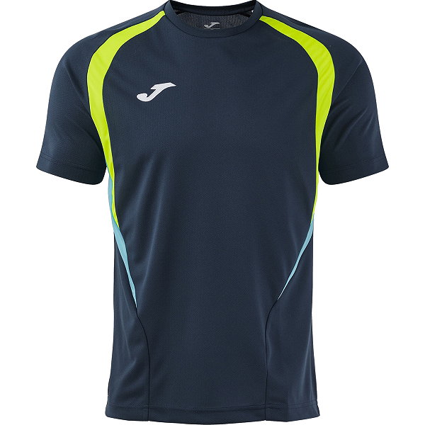 Joma Championship 20 Maillot Manches Courtes Hommes - Marine / Jaune Fluo / Fluor Turquoise