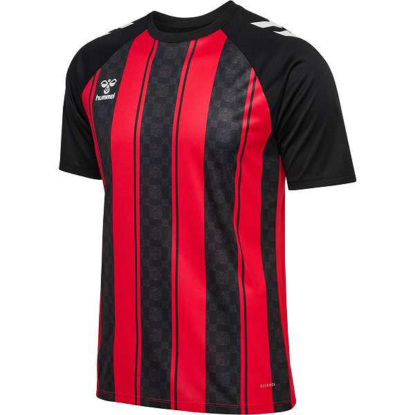 Hummel Match Striped Maillot Manches Courtes Hommes - Rouge / Noir
