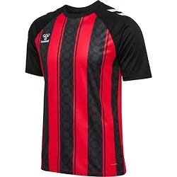 Hummel Match Striped Maillot Manches Courtes Hommes - Rouge / Noir