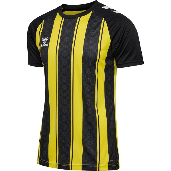 Hummel Match Striped Maillot Manches Courtes Hommes - Jaune / Noir