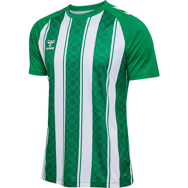 Hummel Match Striped Shirt Korte Mouw Heren - Groen / Wit