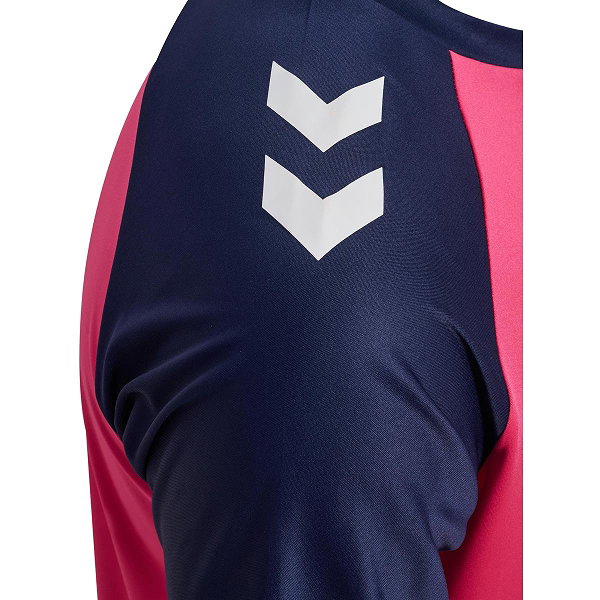 Hummel Match League Maillot Manches Courtes Hommes - Raspberry / Marine