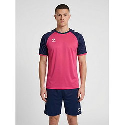 Présentation: Hummel Match League Maillot Manches Courtes Hommes - Raspberry / Marine