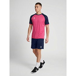 Présentation: Hummel Match League Maillot Manches Courtes Hommes - Raspberry / Marine