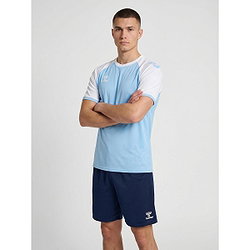 Présentation: Hummel Match League Maillot Manches Courtes Hommes - Bleu Ciel / Blanc