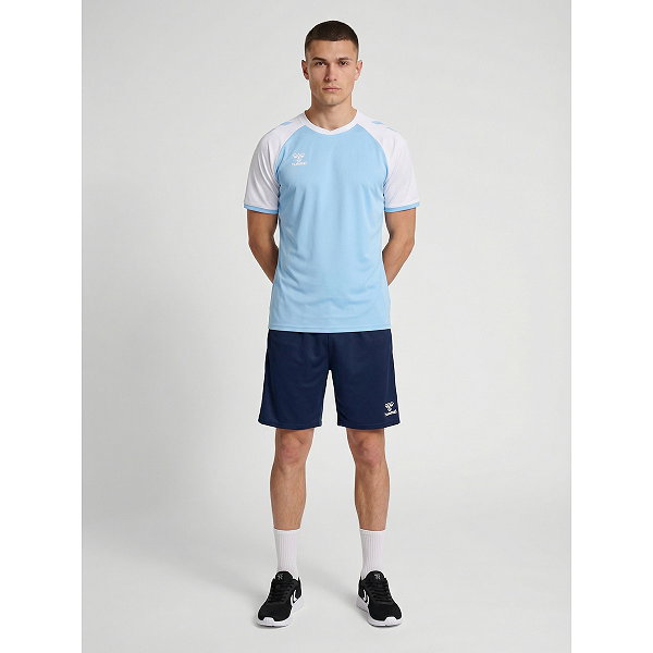 Hummel Match League Maillot Manches Courtes Hommes - Bleu Ciel / Blanc