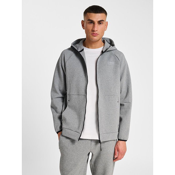 Hummel Tech Fleece Regular Zip Sweater Met Kap Heren - Grijs Gemeleerd