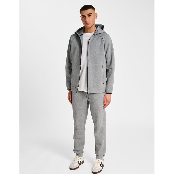 Hummel Tech Fleece Regular Zip Sweater Met Kap Heren - Grijs Gemeleerd