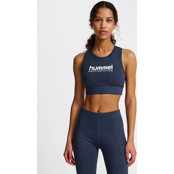 Hummel Pulse Logo Light Support Brassière De Sport Femmes - Marine Mélange