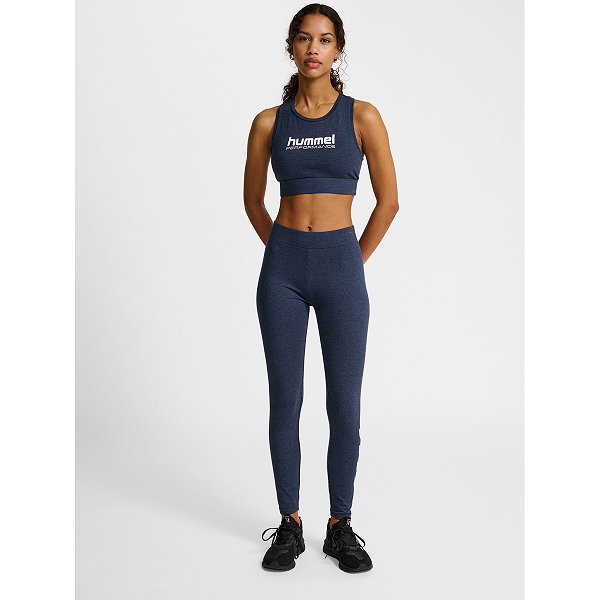 Hummel Pulse Logo Light Support Brassière De Sport Femmes - Marine Mélange
