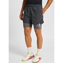 Vorschau: Hummel Hiit Intensity 2-In-1-Laufshorts Damen - Dunkelgrau