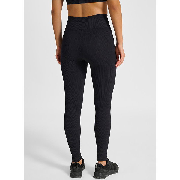Hummel Pulse Seamless Rib Long Tight Damen - Schwarz