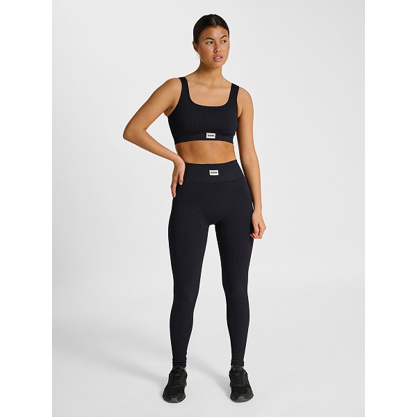 Hummel Pulse Seamless Rib Long Tight Damen - Schwarz
