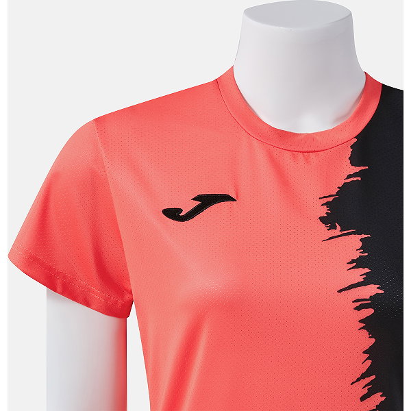 Joma Picasho Shirt Korte Mouw Dames - Coral Fluor / Zwart