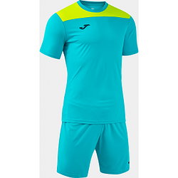 Présentation: Joma Phoenix III Ensemble De Foot À Manches Courtes Enfants - Turquoise / Jaune Fluo