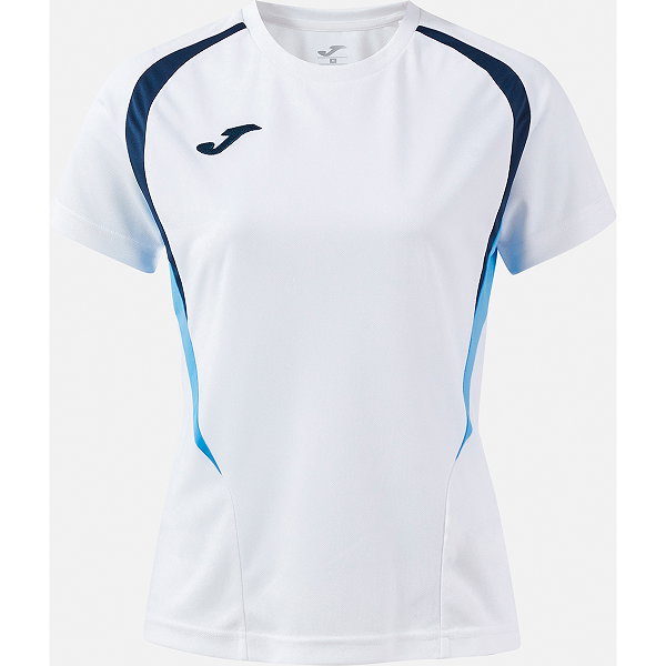 Joma Championship 20 Maillot Manches Courtes Femmes - Blanc / Marine / Fluor Turquoise