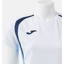 Présentation: Joma Championship 20 Maillot Manches Courtes Femmes - Blanc / Marine / Fluor Turquoise