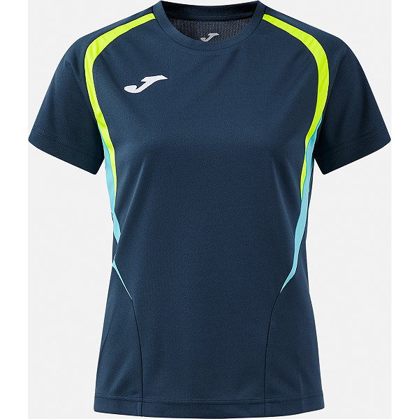 Joma Championship 20 Maillot Manches Courtes Femmes - Marine / Jaune Fluo