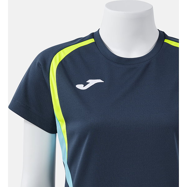 Joma Championship 20 Maillot Manches Courtes Femmes - Marine / Jaune Fluo