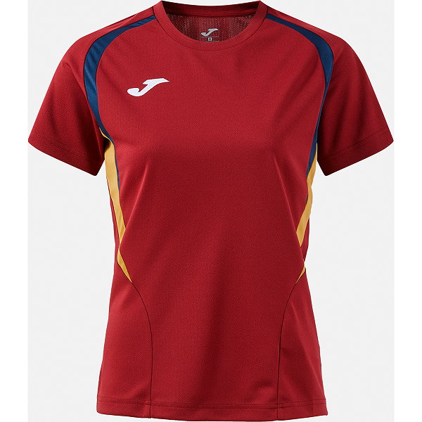 Joma Championship 20 Maillot Manches Courtes Femmes - Bordeaux / Marine / Or