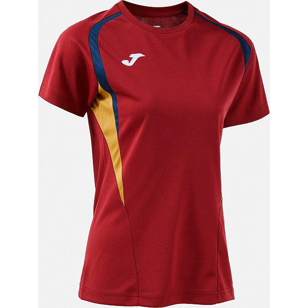 Joma Championship 20 Maillot Manches Courtes Femmes - Bordeaux / Marine / Or
