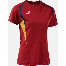Présentation: Joma Championship 20 Maillot Manches Courtes Femmes - Bordeaux / Marine / Or