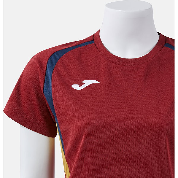 Joma Championship 20 Maillot Manches Courtes Femmes - Bordeaux / Marine / Or