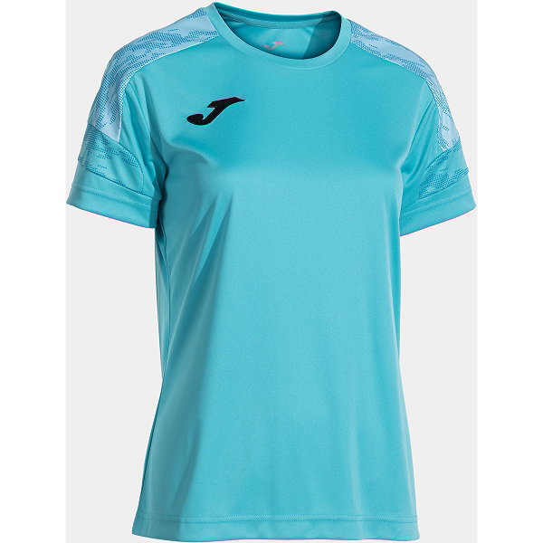 Joma Championship VIII Maillot Manches Courtes Femmes - Turquoise Fluor / Bleu Ciel